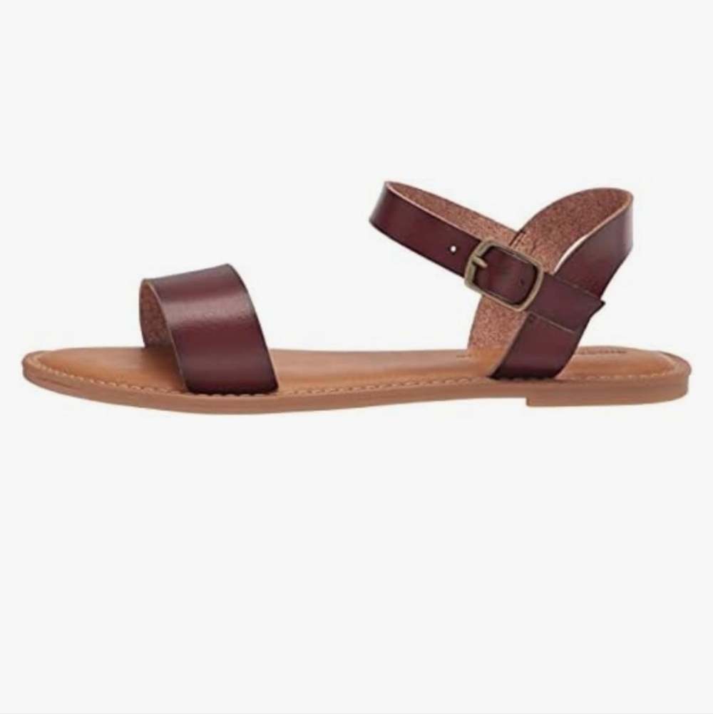 Amazon Essentials Women's Two Strap Buclke Sandals Brown Size 7.5W - Picture 4 of 11